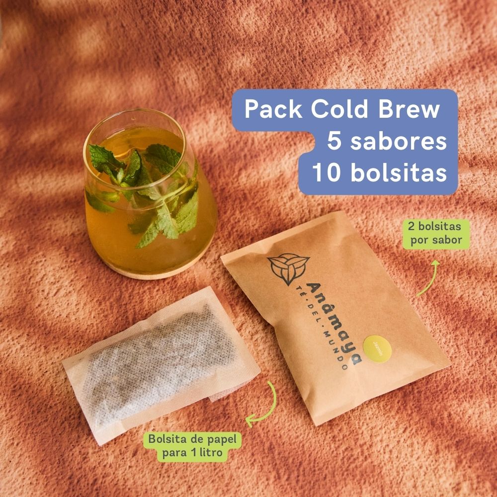 Pack Té Frío Anâmaya – Cold Brew Natural (5 sabores, 10 bolsitas, 10 L)