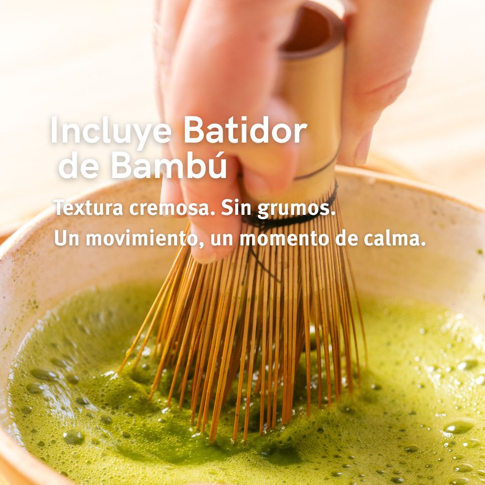 Ritual 60 Días – Energía Serena &amp; Descanso Profundo. Incluye: 3 Matcha Barista + 3 Quiet Nights + Chasen + REGALO Guía de Preparación Consciente + Despacho Gratis en RM